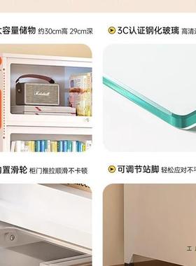 落钢制11623书柜带玻璃门展柜客厅家用儿童带防尘门书架示铁艺地