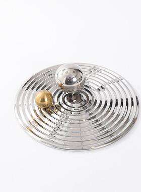 MC-TY-17现形代简约跑道凸圆电镀玻璃盘摆件售楼托处样凹板房茶几