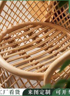 日式藤椅家茶阳台休闲椅简组约沙发椅配坐垫休闲用CC-48751椅客厅