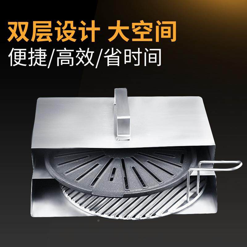 6B76烤烤网不锈钢集盒日韩肉烧烤店用品提收烤箱盘提筐F75S5T66篮