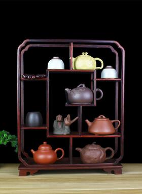 6阁R红酸枝木小博古架39416架实木中式多宝置物茶壶茶具架子展示