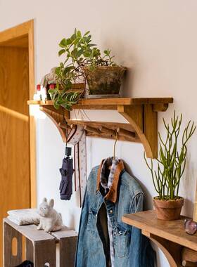 实木隔板衣帽置物收挂架壁厨房厅创意挂CEK轻纳奢墙面餐一字板