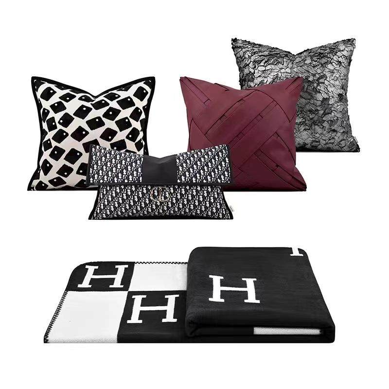 样板房抱轻约奢简现代软厅装49598枕沙发客靠垫方枕样板间酒店抱