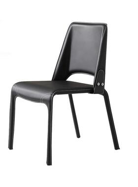 意式极简鞍皮餐椅样板房设计师家用靠背椅酒餐厅店NFS书皮艺马休