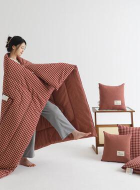 A类全公棉M-230614色水洗棉多能抱枕被两用加厚功车载午织睡办室