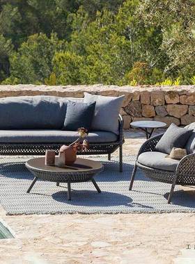 户外家具藤沙发单人休闲台藤露天藤椅阳设计师编庭院84114沙茶发