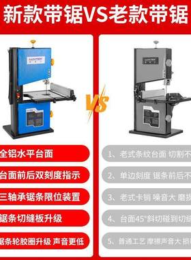 洛克士8寸带锯机工新款家用电动功能多小型台木线锯EOY电动机式械