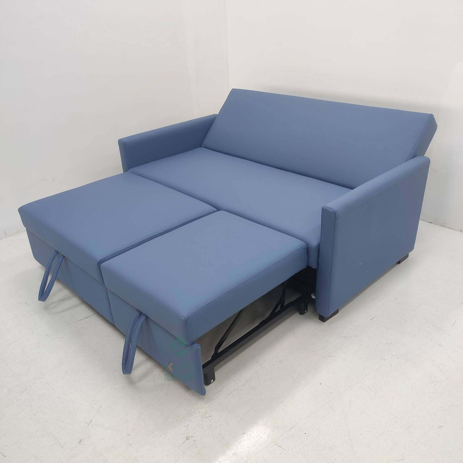 蓝色现用代型简约科布沙发床可折叠两小户客厅7258多功能双拖床沙