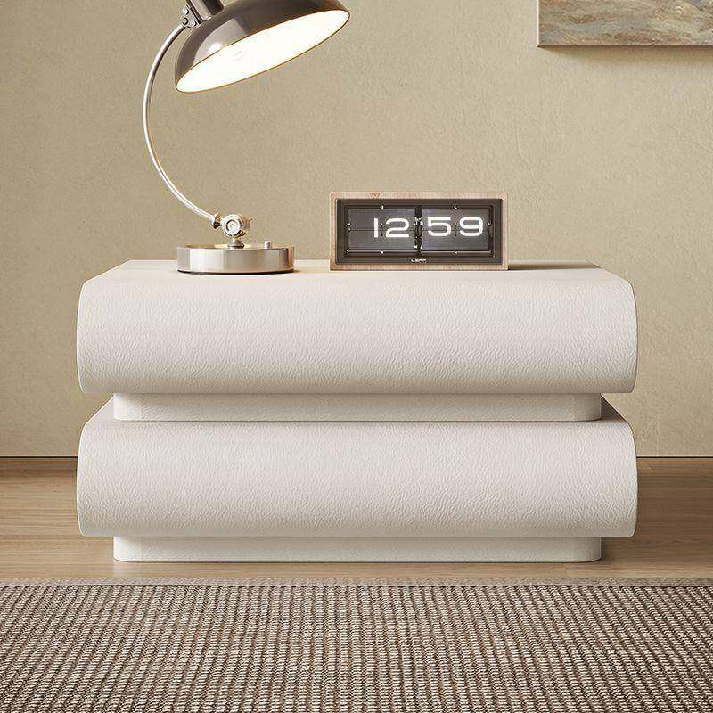 204新款网红奶油风色床头柜皮499522质白极意式简卧室实木床边收