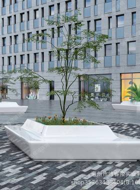 户外玻璃钢玻树池美异坐形凳公园座椅长条凳围树休闲椅87111璃钢