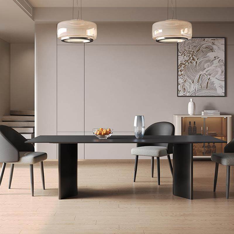 德丰黑岩板餐桌简约现代色岛台利桌小户型意式极简DLFV家用长餐方