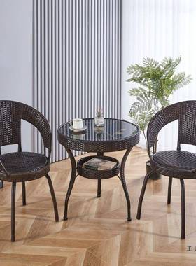 藤椅三件茶阳台椅休闲椅桌子户外客厅室内几转椅76324圆桌五件套