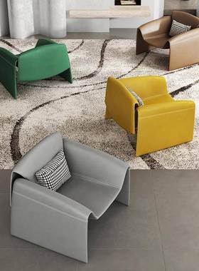 蟹意TB-65745式极简设计师椅子闲单人沙发椅客厅异形创意椅M字螃