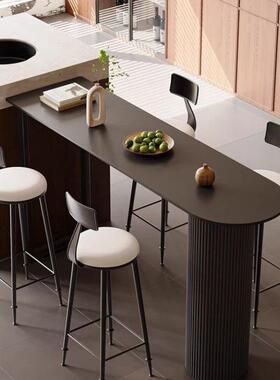 奢隔岩板吧台桌家用客厅厨房边断吧户58725台阳台靠墙垭口小型高