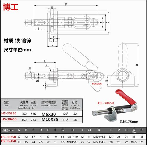 万向肘夹GH工装固定夹CH左右推拉夹钳上下推拉夹具HS 30450 30250