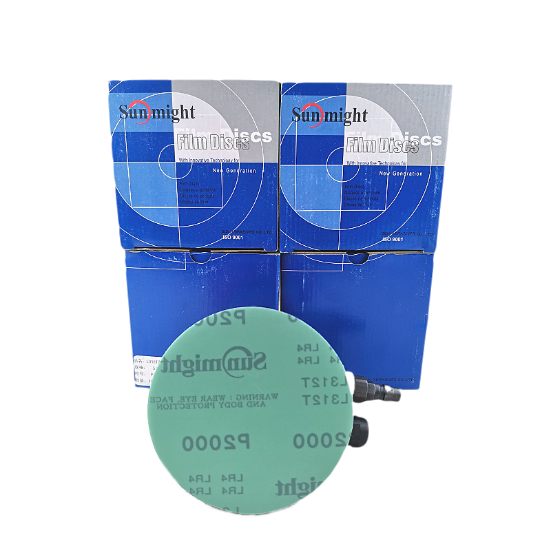 5寸聚酯薄膜砂纸片圆盘抛光砂纸植绒砂纸绿色气磨砂纸干湿两用