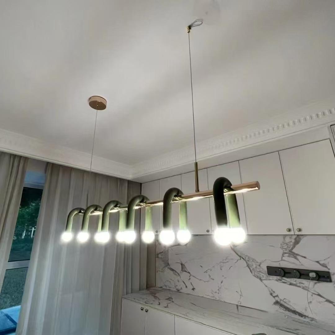 直销北欧奶油风客厅吊灯简约设计师2024新款创意U型餐桌吧台