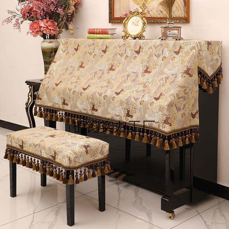 立式钢琴布盖布防尘钢琴全罩北欧轻奢高档现代简约琴披半罩琴凳套