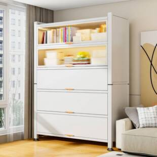 家用储物柜多层收纳柜客厅靠墙钢制防晒防尘铁皮柜阳台杂物置物架