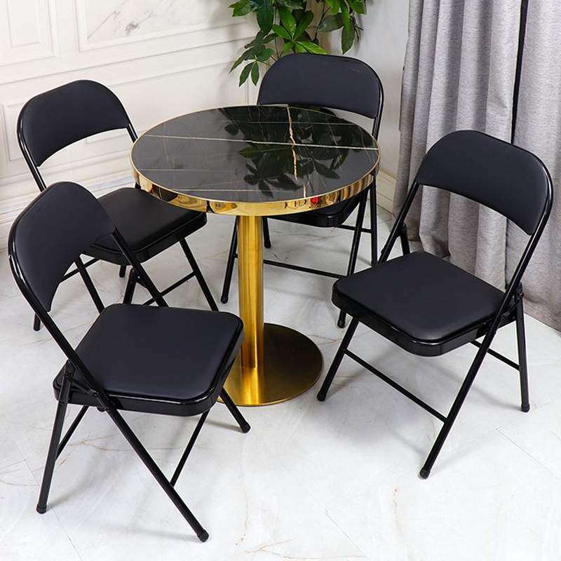 现代人造大理石纹圆桌室内奶茶店休闲桌家用北欧风商务洽谈桌