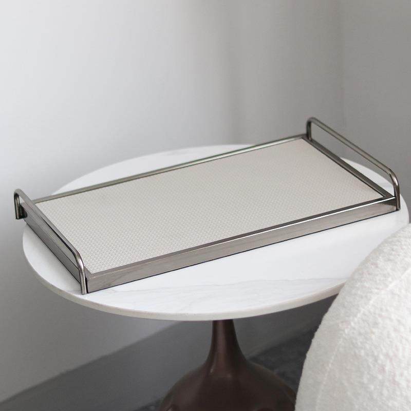 欧式轻奢简约长方形金属编织皮革托盘摆件样板间茶几收纳盘装饰品,基础建材,脚轮/万向轮,淘宝优惠券,粉丝福利购,淘宝优惠卷