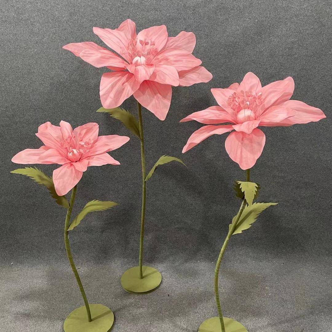 新款婚礼摆件路引虞美人丝网花舞台立杆泡沫花装饰橱窗摆件道具