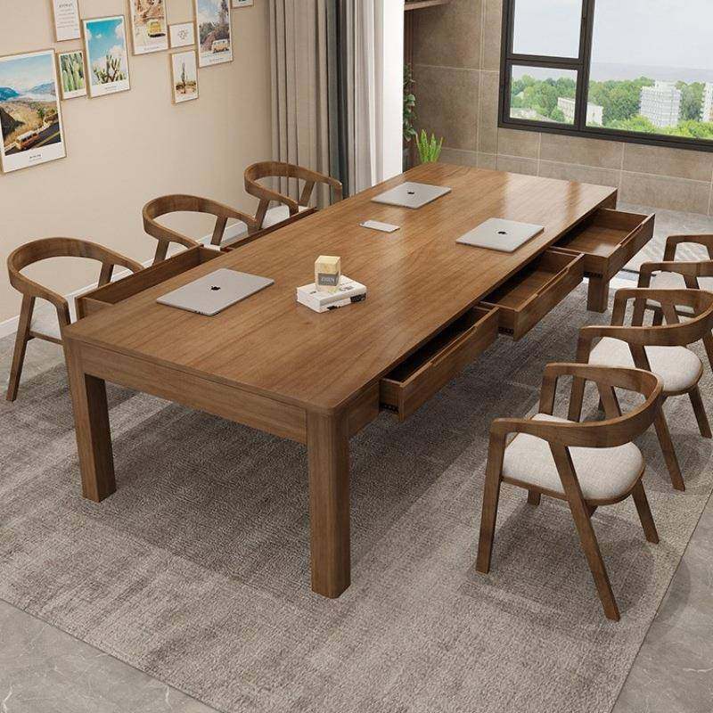 实木办公桌椅组合带抽屉家用简约学习桌长条桌现代简约工作台