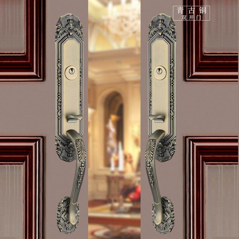别墅豪华双开门把手大门锁仿古欧式实木门入户子母防盗通用型门锁