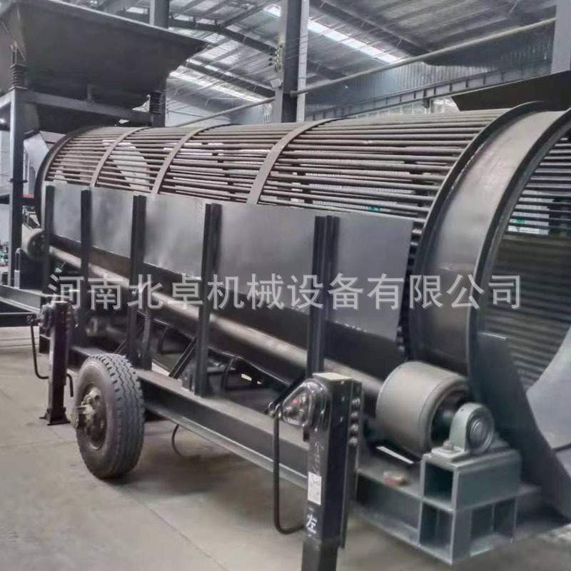 陈腐填埋垃圾无轴滚筒筛分机 挖机上料土废砖水泥块滚筒式分选机
