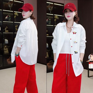 【辰大嗓严选】【三骏纳财】翻领百搭吸睛骏马绣花衬衫861017