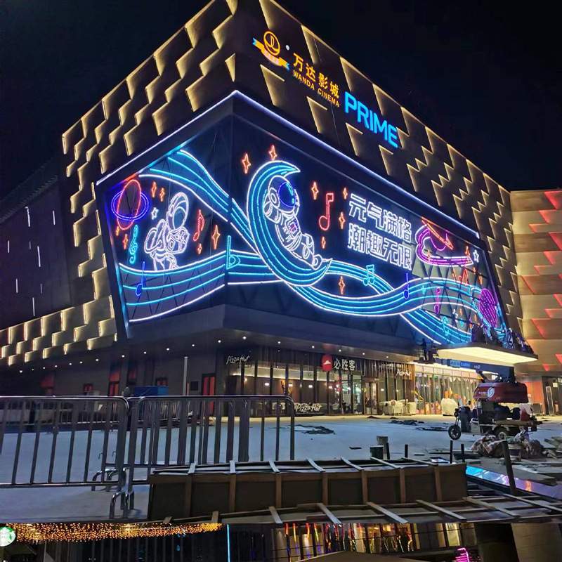 供应LED灯饰画美陈户外夜市商业街景区幕墙挂网式画灯光秀