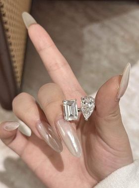 纯银水滴戒指女小众设计几何设计