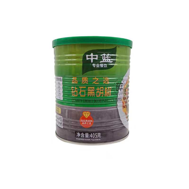 中篮钻石黑胡椒碎405g家用商用牛排罐装细黑椒碎粒黑椒粉伟丰尚