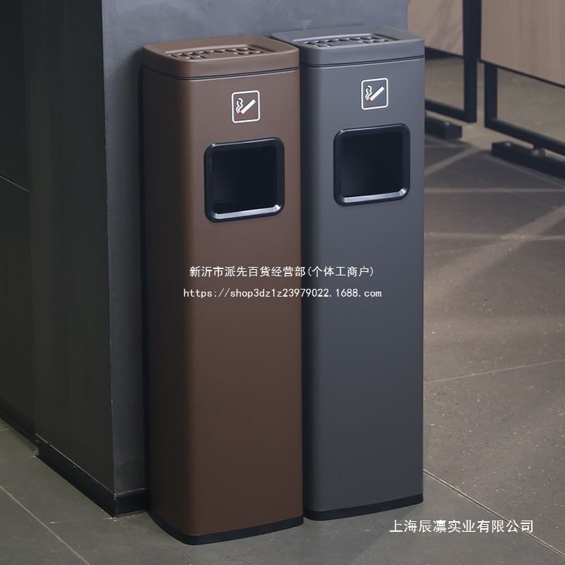 酒店大堂不锈钢立式电梯口垃圾桶带烟灰缸走廊过道吸烟灭烟柱商用