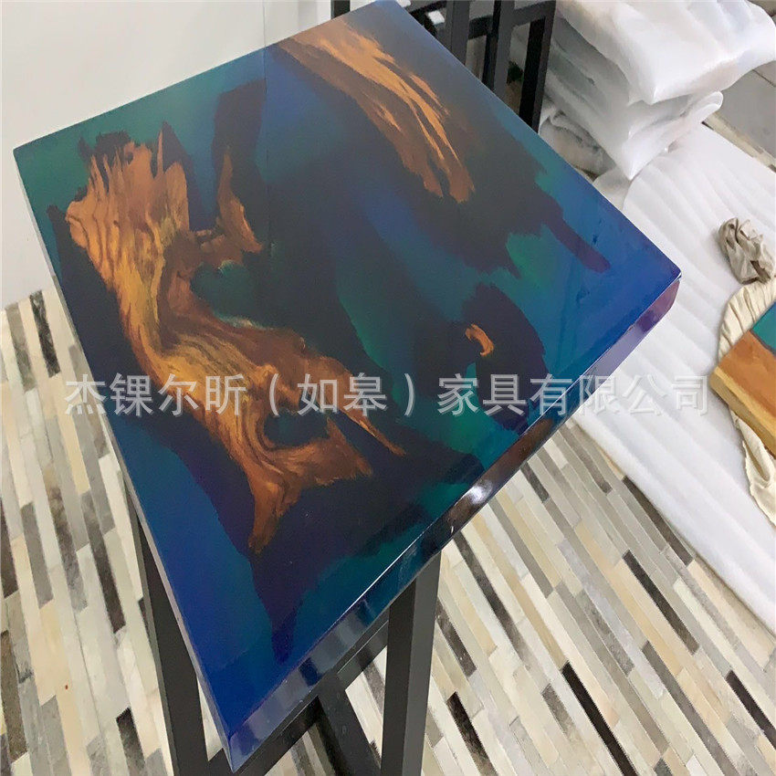 树脂河流桌树脂长方形实木河流小户型餐桌椅厂家直销现货