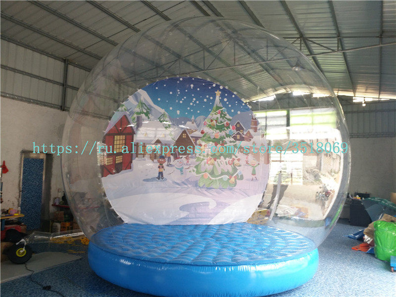 充气圣诞雪花球商场展示喷雪拍照球节日展览充气透明PVC水晶球