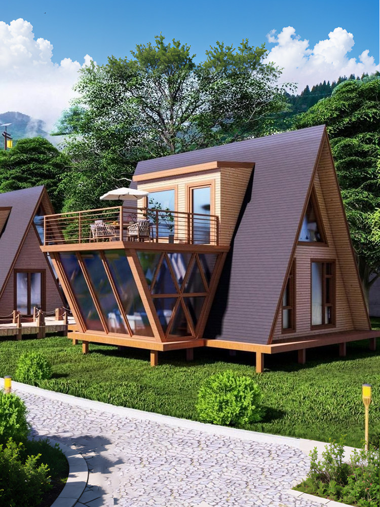 三角网红户外移动实木小木屋