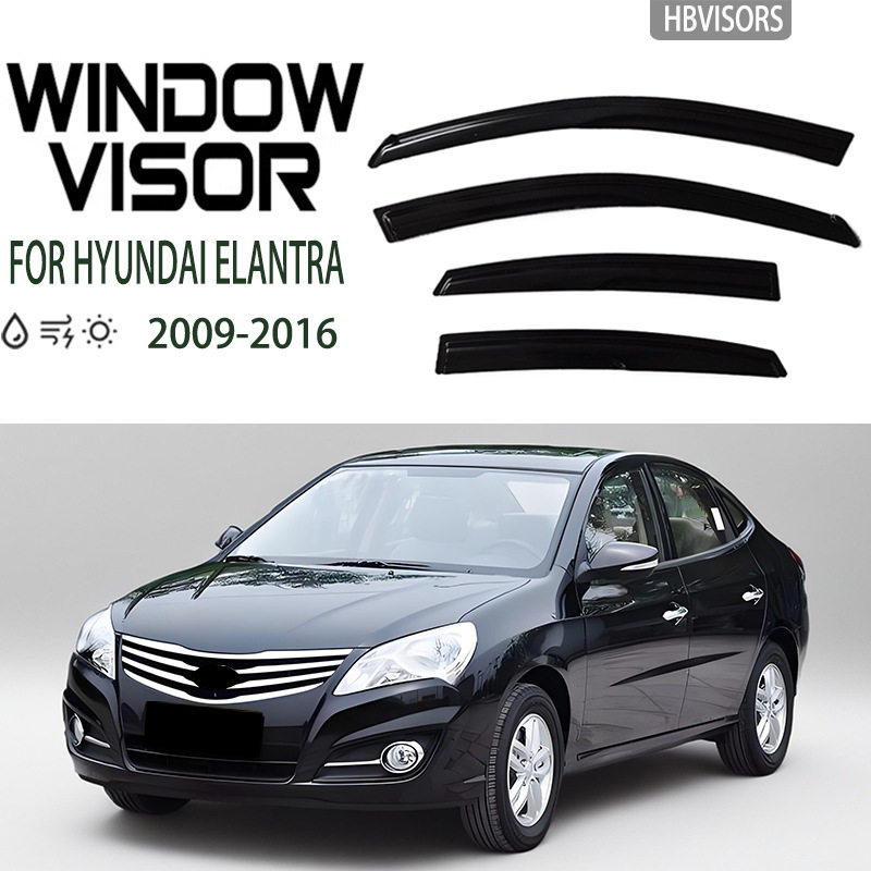 适用于2009-2016ELANTRA悦动晴雨挡雨眉遮雨档黑武士Window visor