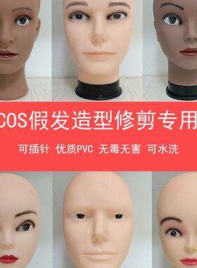 抿嘴男士头模假发头模COS毛娘修毛放置假发面具头模可插针假人头