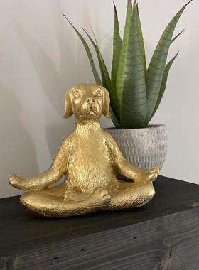 跨境新品golden yoga dog金色瑜伽狗家居装饰摆件树脂工艺品摆饰
