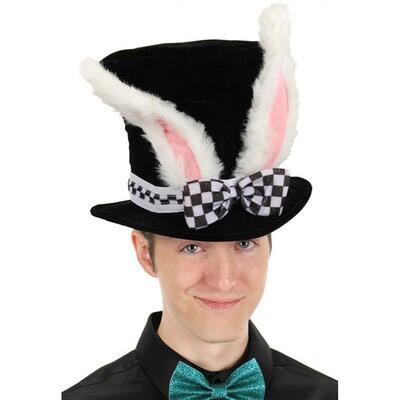 Easter Day White Rabbit Ears Lattice Bow Magician Hat Fairy