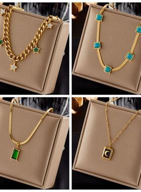 women necklace stainless steel blue faux snake gold choker