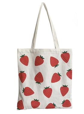 Women Tote Shopper Bag Large Eco Shopping Strawberry Printi