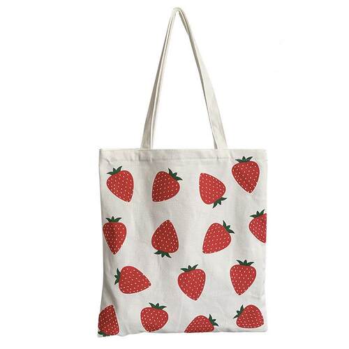 Women Tote Shopper Bag Large Eco Shopping Strawberry Printi