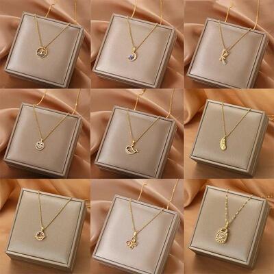 women necklace 24 gold stainless steel pendant chain jewelry