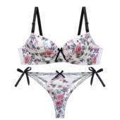 printed gather sexy New lace bra underwear set