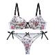 printed gather sexy New lace bra underwear set