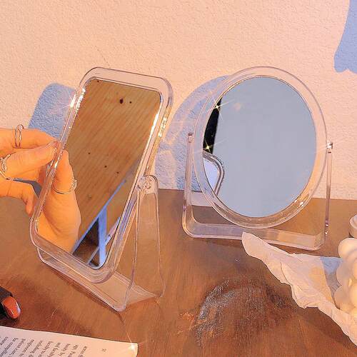 Mirror female makeup mirror desktop wooden single-sided2021