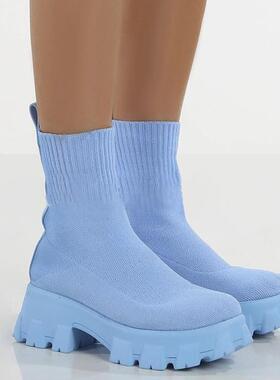 Women's plus sizes socks shoes针织靴女春季大码毛线短靴袜