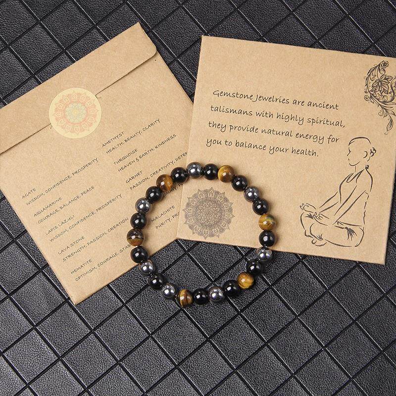 Men Bracelets Natural Tiger Eye Stone Bracelets Polished